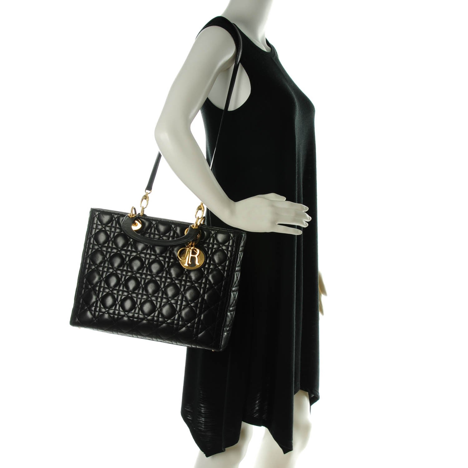 Christian Dior Lambskin Cannage Large Lady Dior Black 2 of 8