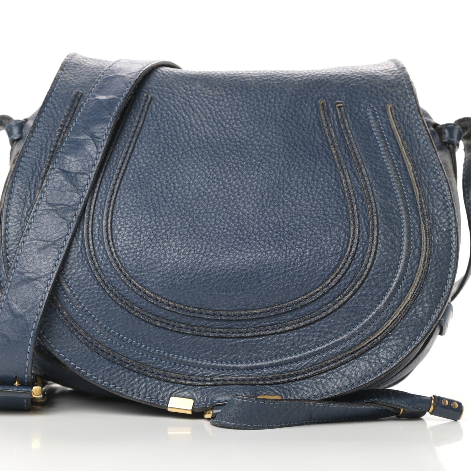 Chloe Calfskin Medium Marcie Round Crossbody Bag Navy 9 of 21