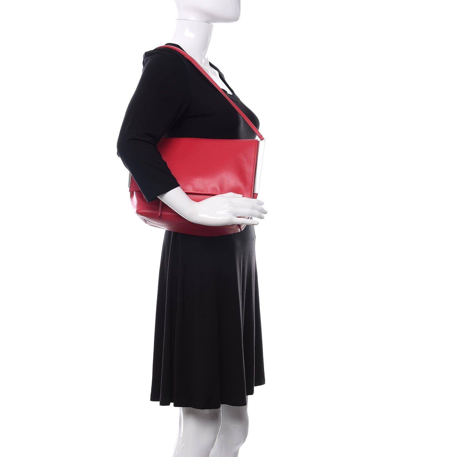 Celine Smooth Calfskin Flap Clasp Bag Bright Red 2 of 12