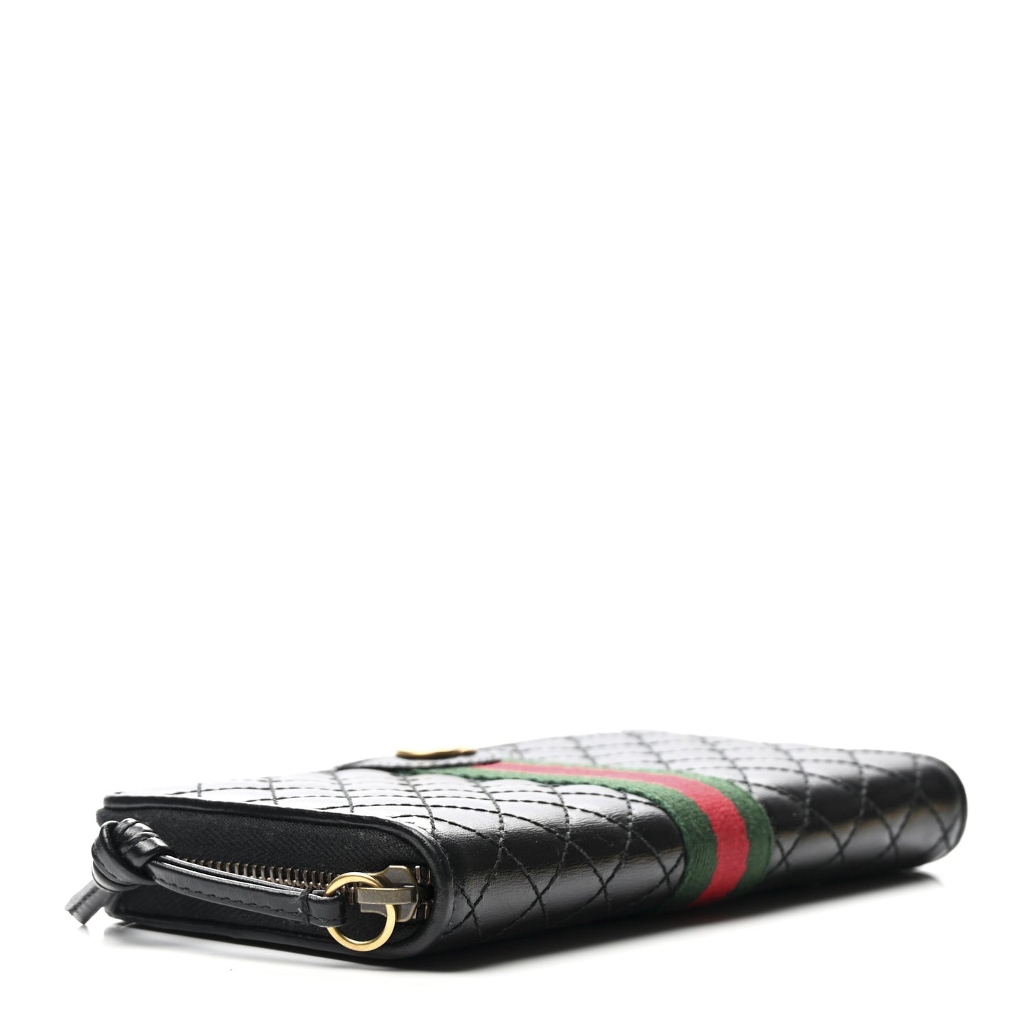 Calfskin Web Trapuntata GG Zip Around Wallet Black