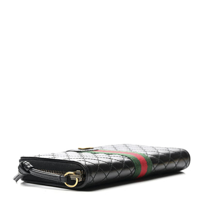 Gucci Calfskin Web Trapuntata GG Zip Around Wallet Black 3 of 6
