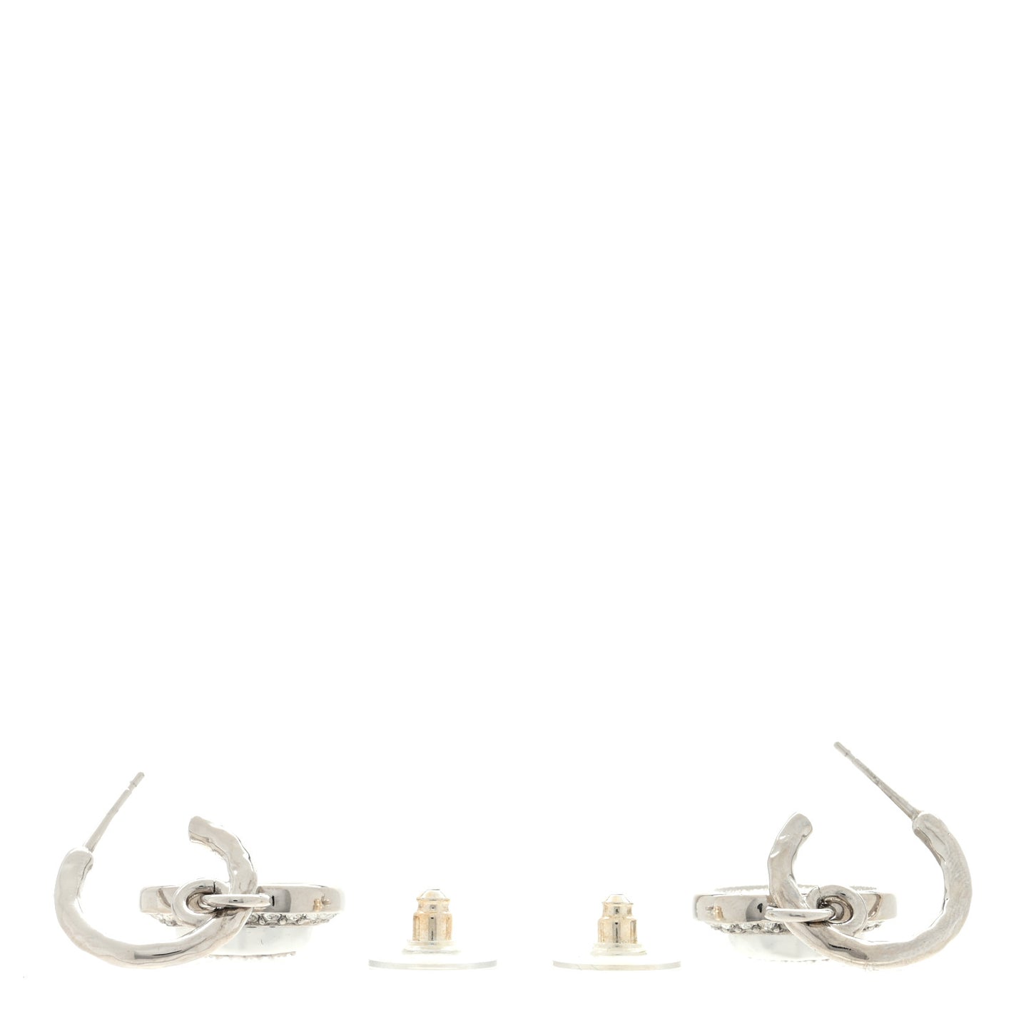 Pearl Crystal CC Heart Drop Earrings Silver