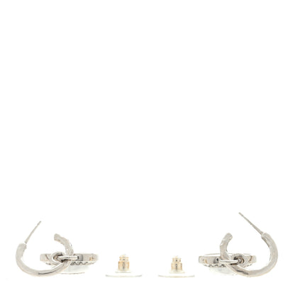 Chanel Pearl Crystal CC Heart Drop Earrings Silver 3 of 4