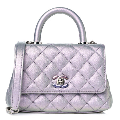 Chanel Iridescent Caviar Quilted Extra Mini Coco Handle Flap Purple 1 of 10
