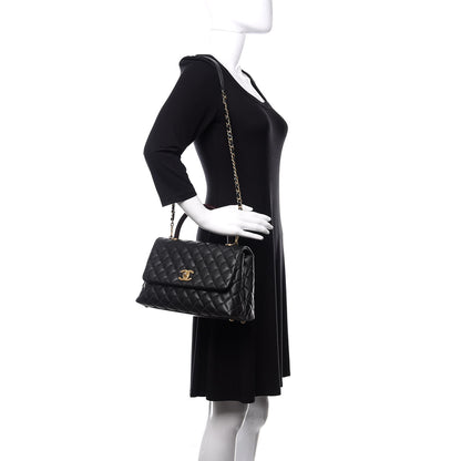 Chanel Caviar Lizard Embossed Quilted Small Coco Handle Flap Black 2 of 10