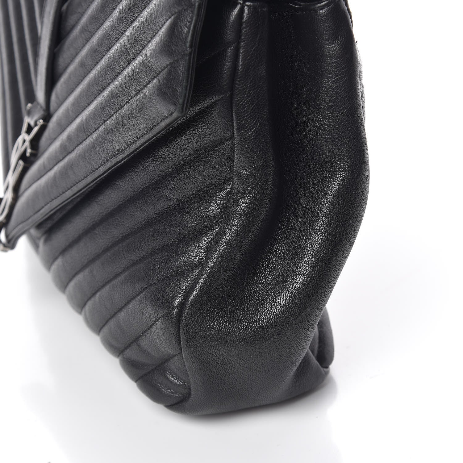 Saint Laurent Sheepskin Matelasse Chevron Monogram Large College Satchel Black 14 of 15