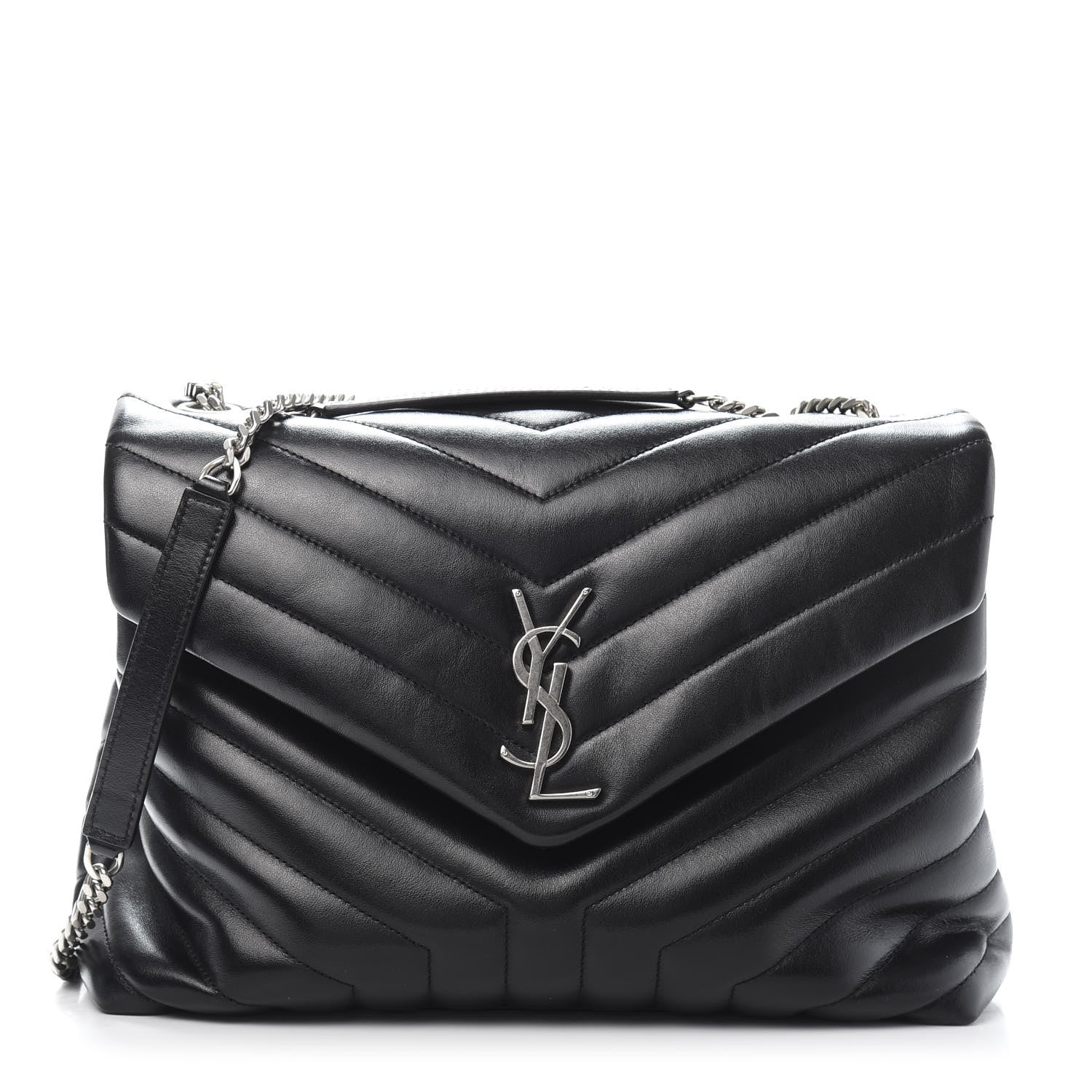 Saint Laurent Calfskin Y Quilted Monogram Medium Loulou Chain Satchel Black 1 of 13