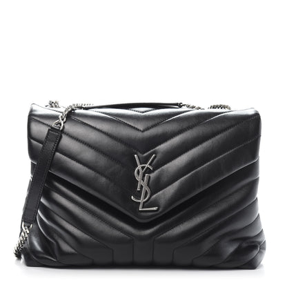 Saint Laurent Calfskin Y Quilted Monogram Medium Loulou Chain Satchel Black 1 of 13