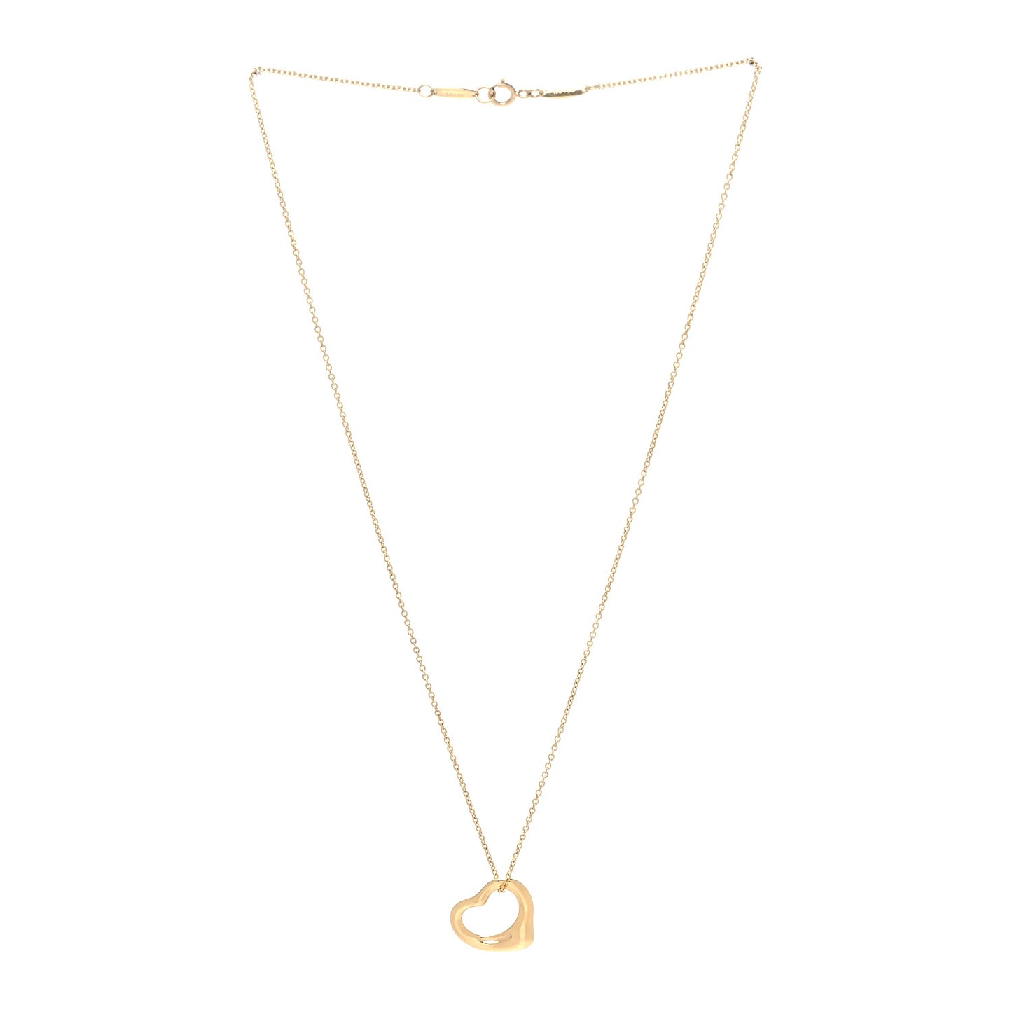 18K Yellow Gold 16mm Elsa Peretti Open Heart Pendant Necklace