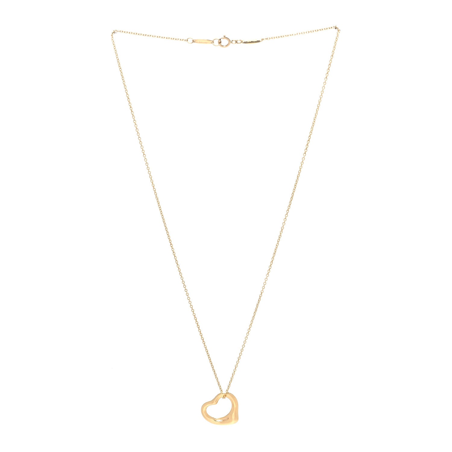 Tiffany 18K Yellow Gold 16mm Elsa Peretti Open Heart Pendant Necklace 3 of 4