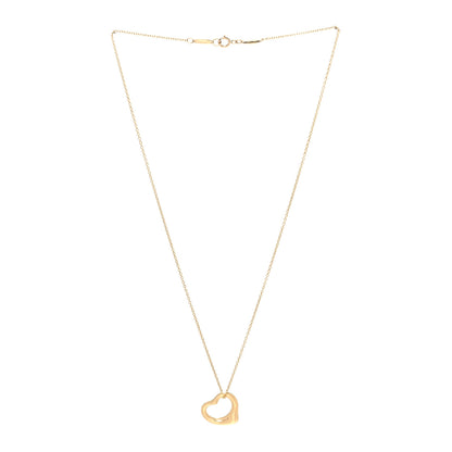 Tiffany 18K Yellow Gold 16mm Elsa Peretti Open Heart Pendant Necklace 3 of 4