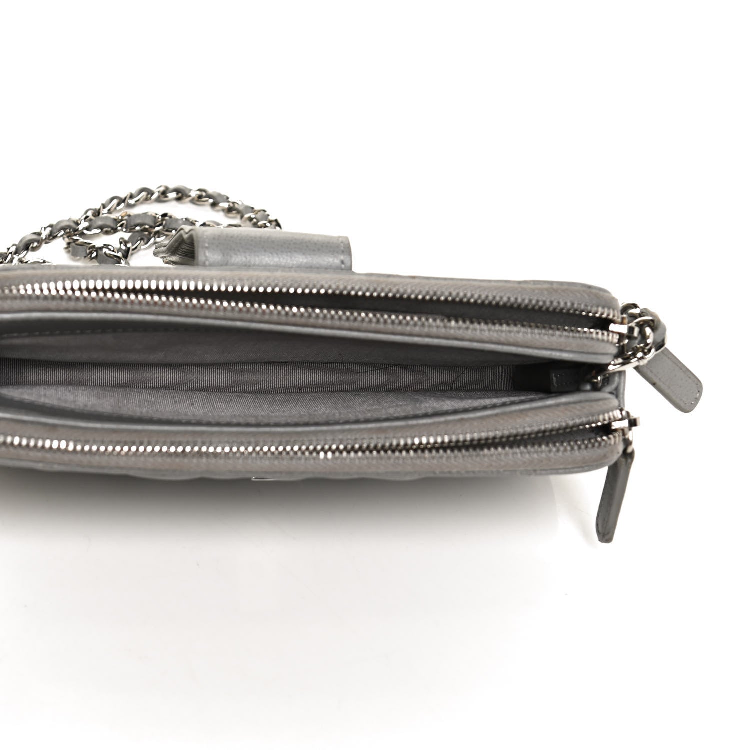 Chanel Grained Calfskin Quilted CC Box Clutch With Chain Grey 4 of 12