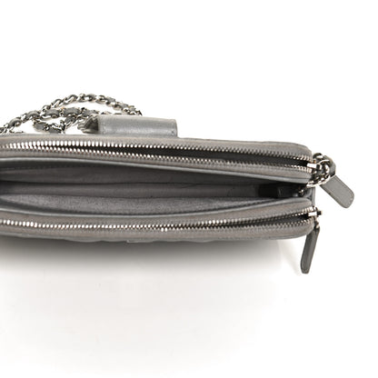 Chanel Grained Calfskin Quilted CC Box Clutch With Chain Grey 4 of 12