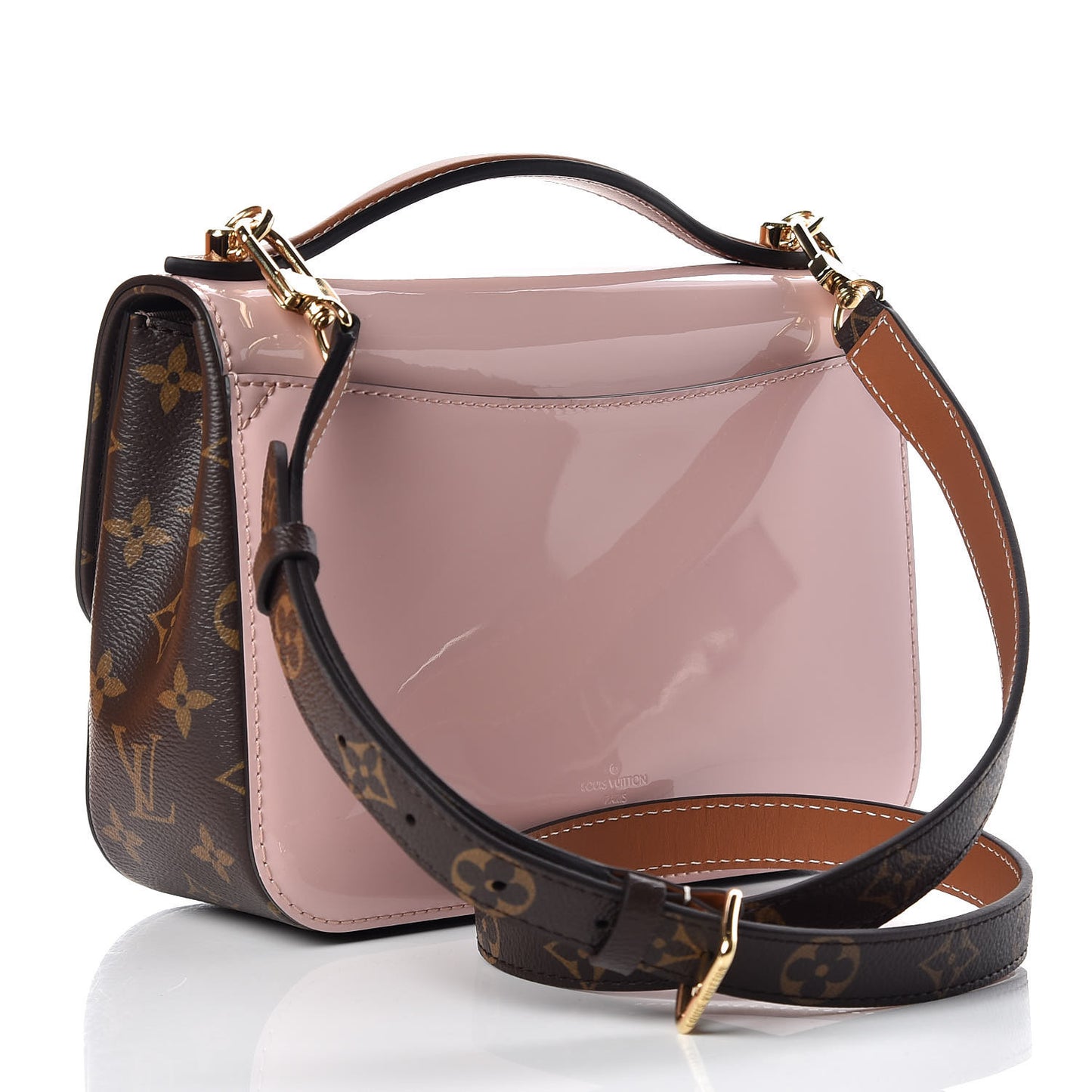 Patent Calfskin Monogram Cherrywood BB Rose Ballerine