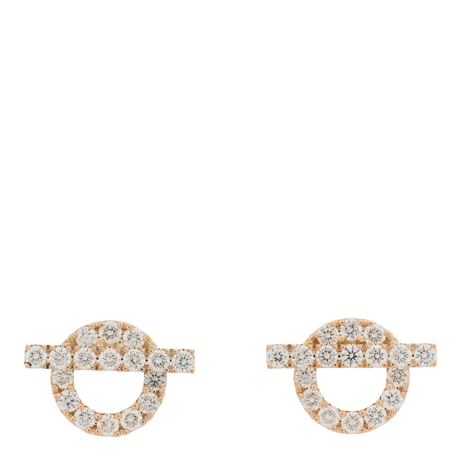 Hermes 18K Rose Gold Diamond Finesse Earrings 1 of 4