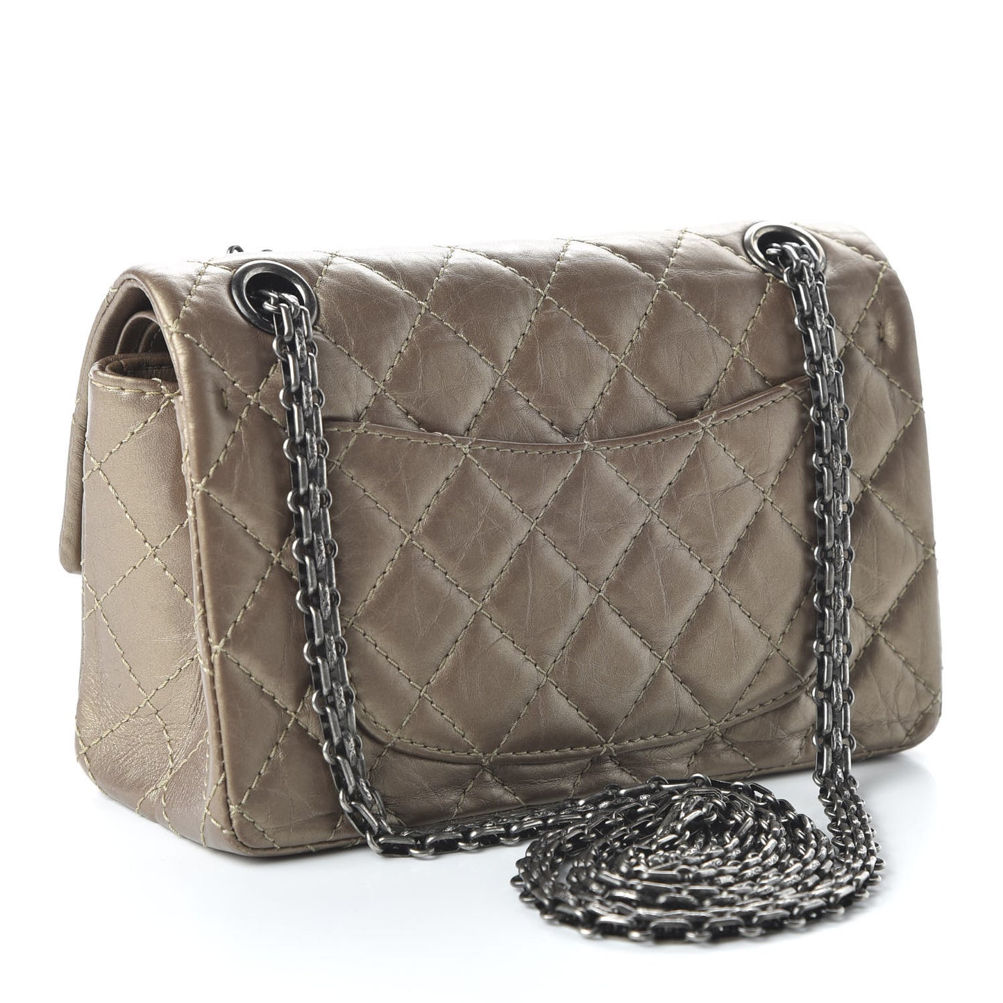 Metallic Calfskin Quilted 2.55 Reissue 224 Flap Gold