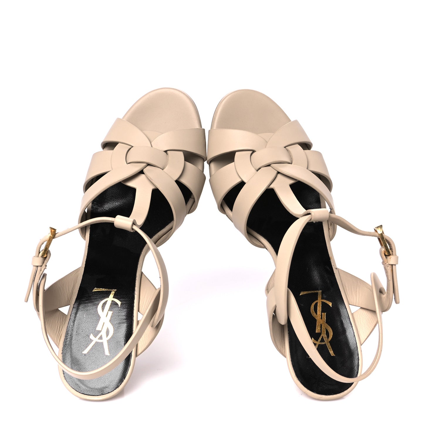 Calfskin Tribute Platform Sandals 75 36.5 Nude Powder