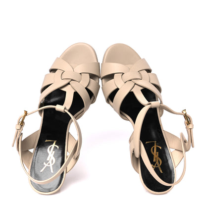 Saint Laurent Calfskin Tribute Platform Sandals 75 36.5 Nude Powder 2 of 9