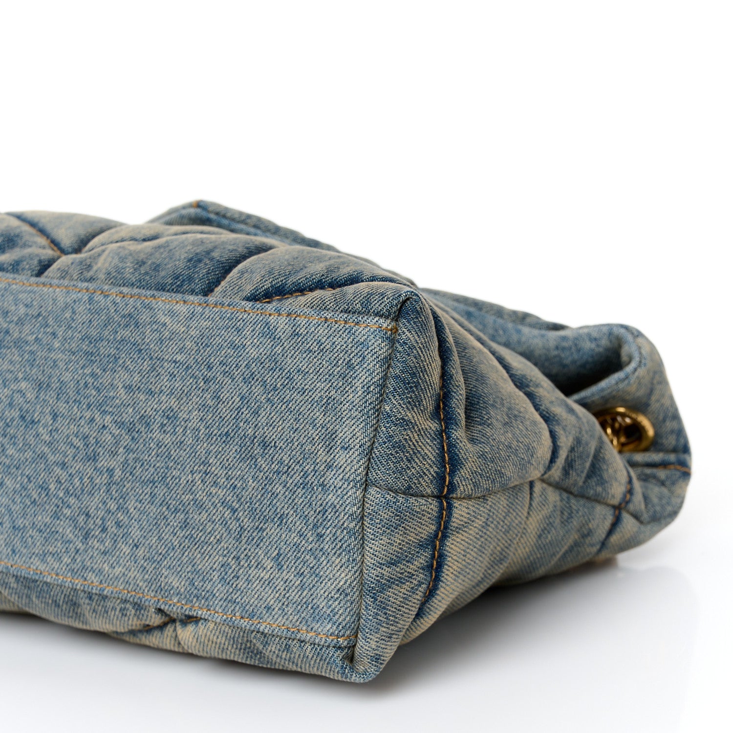 Saint Laurent Denim Quilted Small Loulou Puffer Monogram Chain Satchel Blue Cinnamon 10 of 10