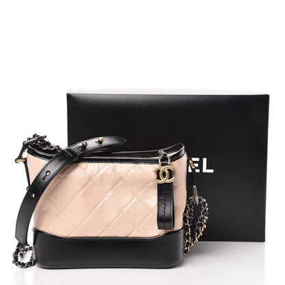 Chanel Aged Calfskin Quilted Small Gabrielle Hobo Beige Black 12 of 12