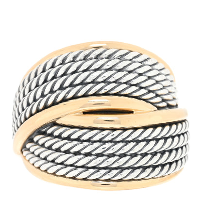David Yurman Sterling Silver 18K Yellow Gold Origami Crossover Ring 53 6.5 1 of 4