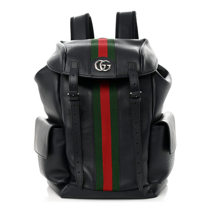 Gucci Textured Dollar Calfskin Web Medium Ophidia Double Buckle Backpack Blue Agata 1 of 9