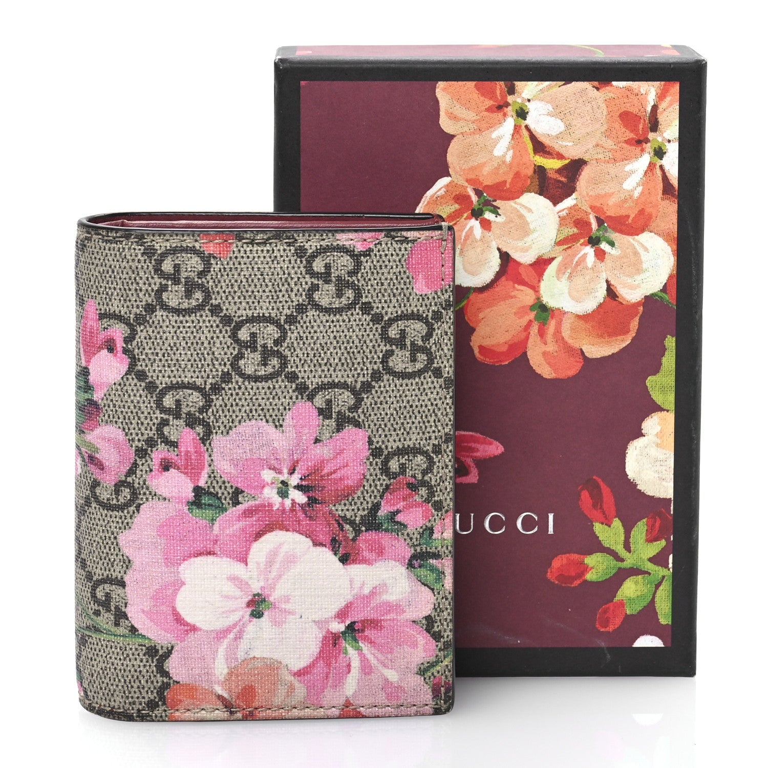 Gucci GG Supreme Monogram Blooms Card Case Beige Multicolor Dry Rose 8 of 8