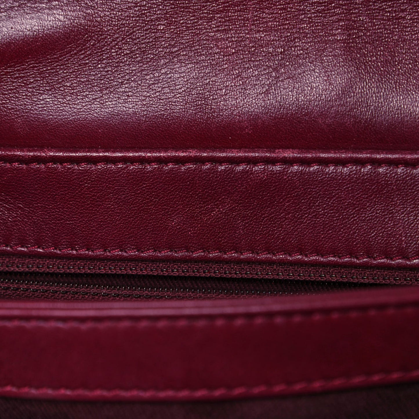 Glazed Calfskin Quilted Large Perfect Edge Flap Red