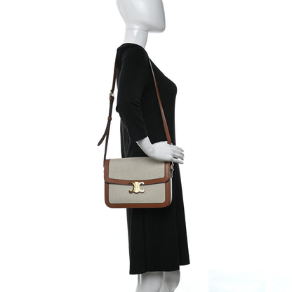 Celine Textile Natural Calfskin Large Triomphe Tan White 2 of 9