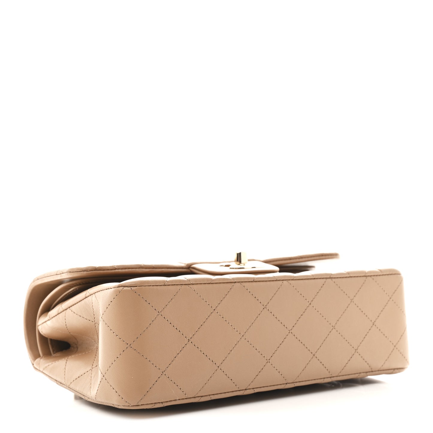 Lambskin Quilted Small Double Flap Brown