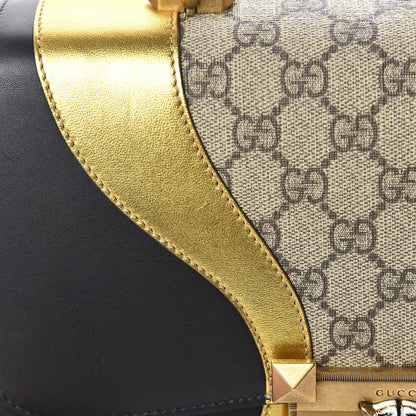 Gucci Nappa GG Supreme Monogram Medium Osiride Top Handle Bag Black Oro Vecchio Beige Ebony 14 of 14