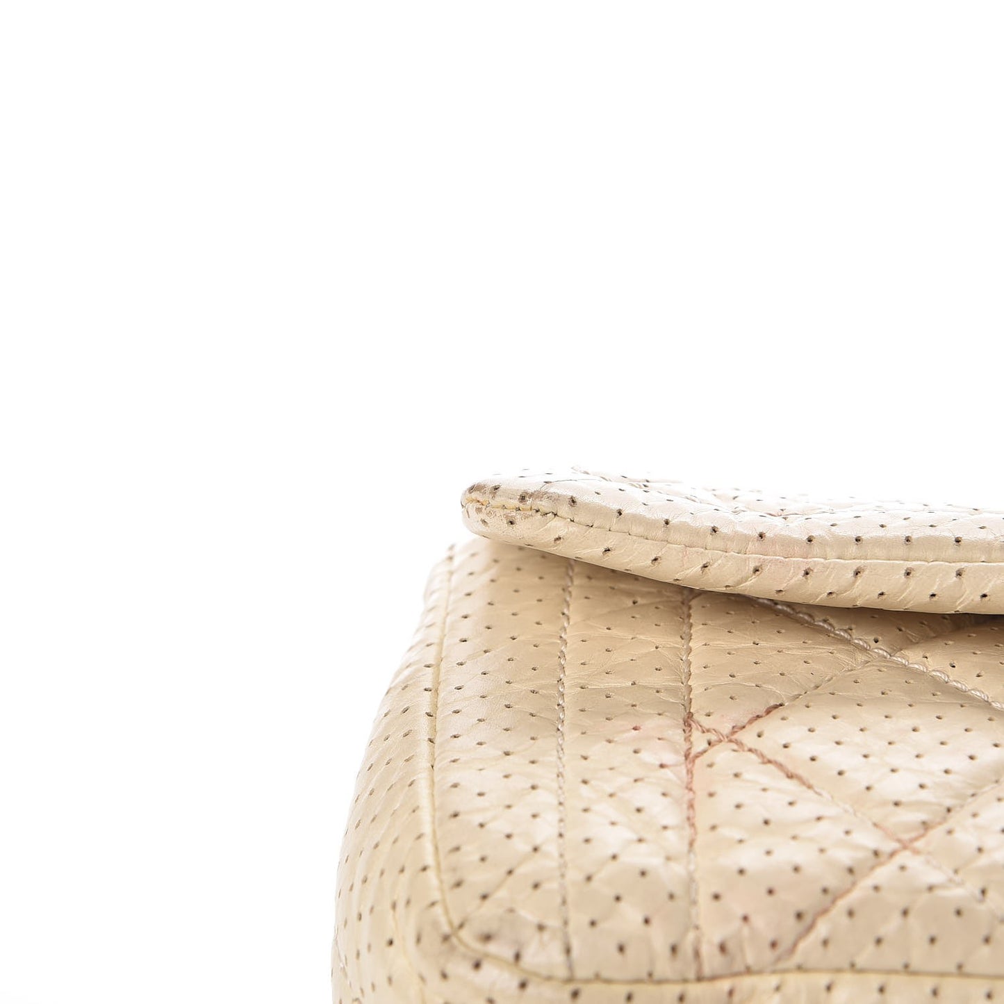 Aged Calfskin Perforated Small Flap Beige Clair