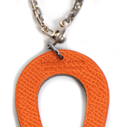 Hermes Epsom Lucky Horseshoe Key Ring Graphite Orange 3 of 4