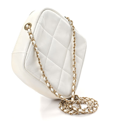 Chanel Lambskin Quilted Diamond Clutch With Chain White 3 of 10