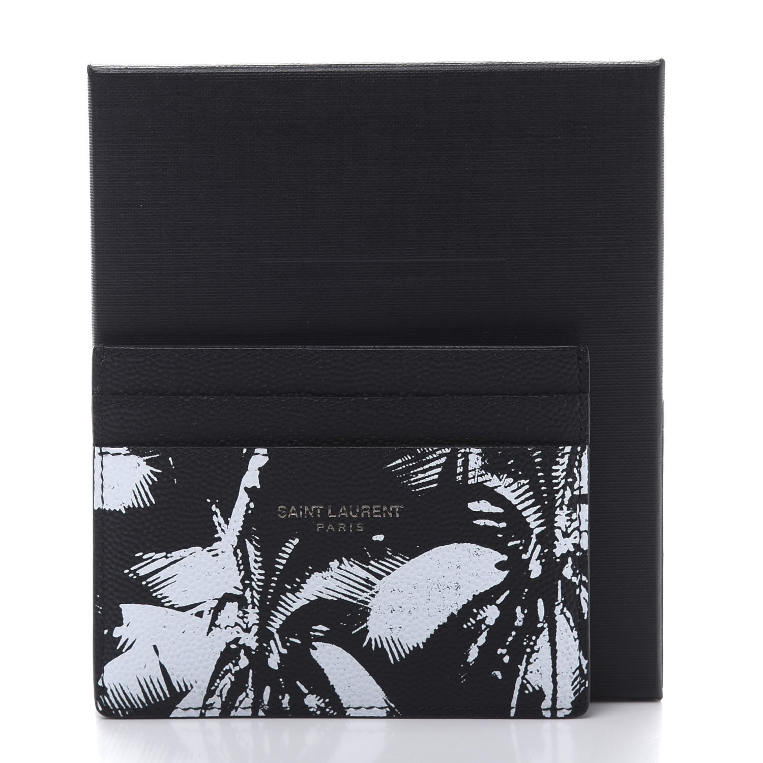 Saint Laurent Grain De Poudre Palm Tree Card Case Black White 8 of 8