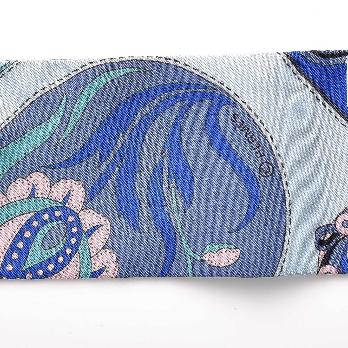 Silk Festival des Amazones Twilly Ardoise Turquoise Rose