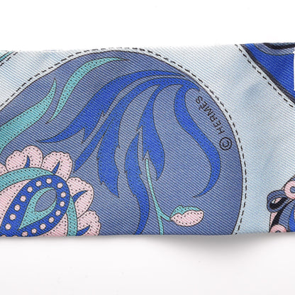 Hermes Silk Festival des Amazones Twilly Ardoise Turquoise Rose 4 of 5