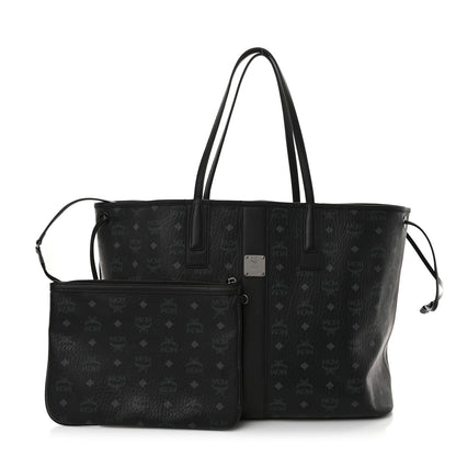 MCM Visetos Large Liz Reversible Shopper Tote Black 3 of 26