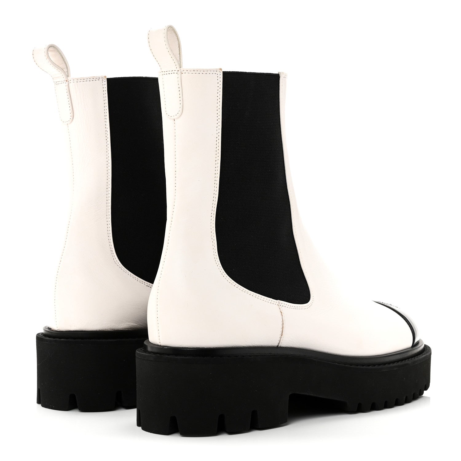 Chanel Patent Calfskin Cap Toe CC Ankle Boots 39 White Black 4 of 11
