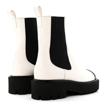 Chanel Patent Calfskin Cap Toe CC Ankle Boots 39 White Black 4 of 11