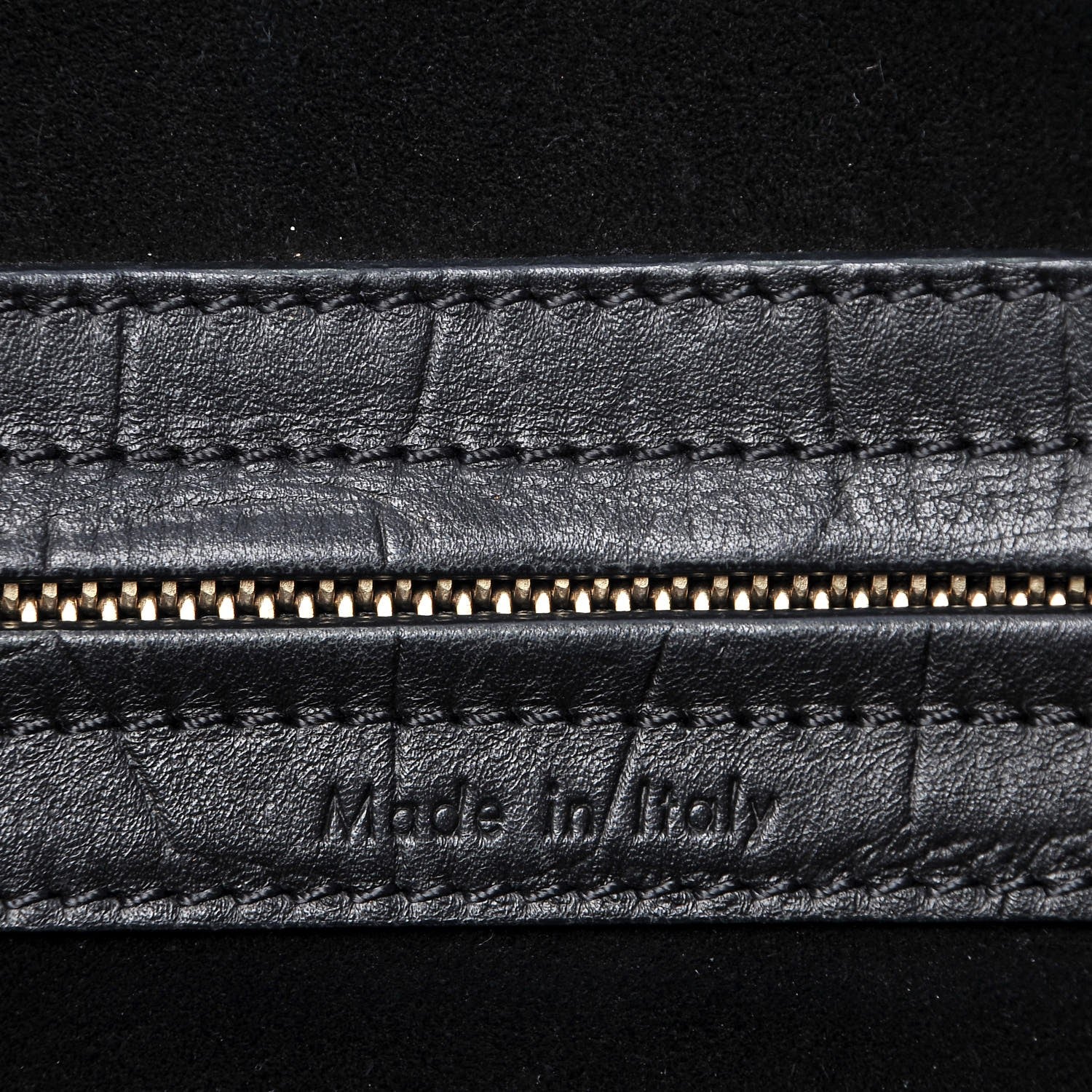 Celine Crocodile Embossed Calfskin Medium Phantom Luggage Black 5 of 10