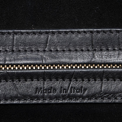 Celine Crocodile Embossed Calfskin Medium Phantom Luggage Black 5 of 10