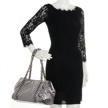 Chanel Metallic Cracked Calfskin Modern Chain Tote Dark Silver 2 of 4