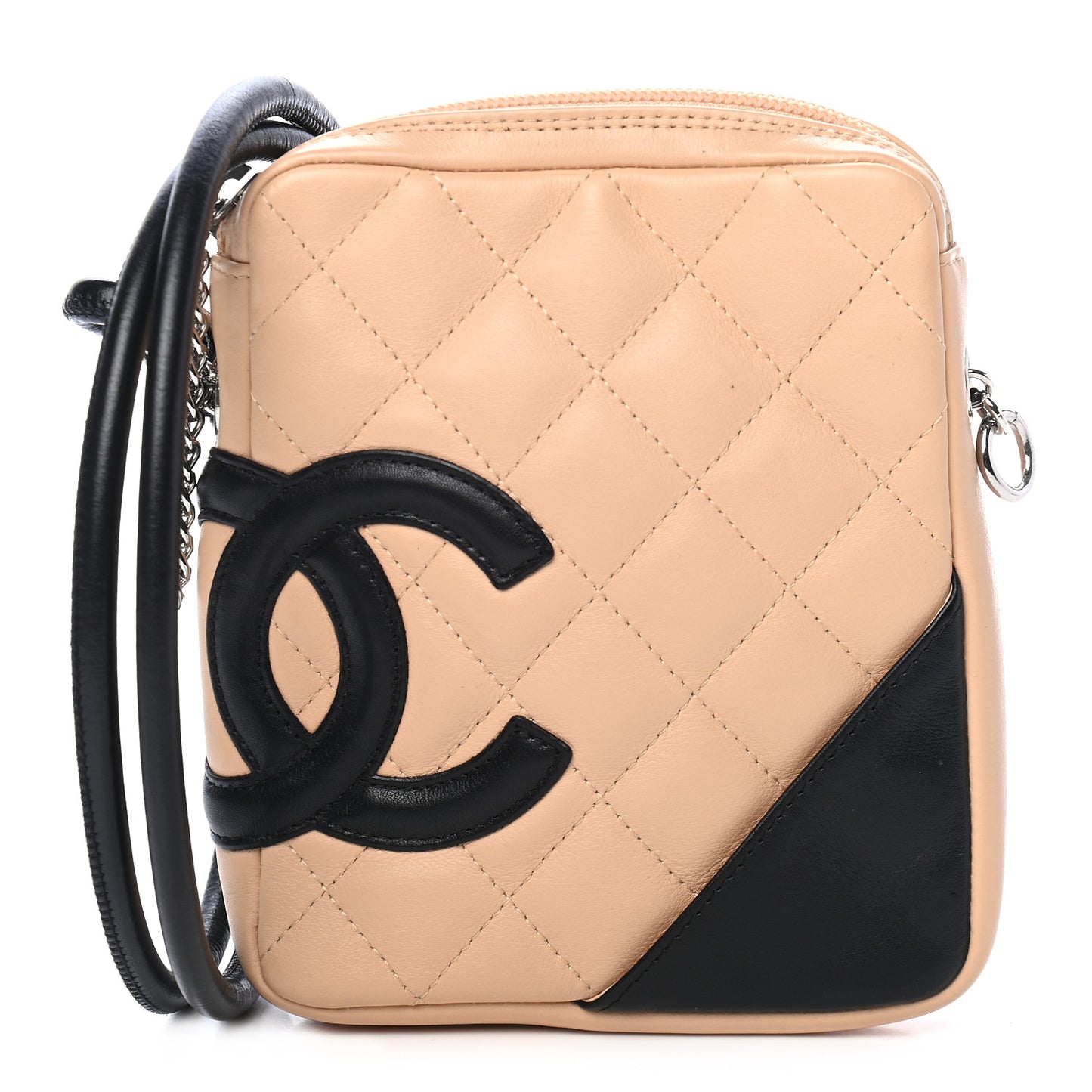 Calfskin Quilted Small Cambon Messenger Beige Black
