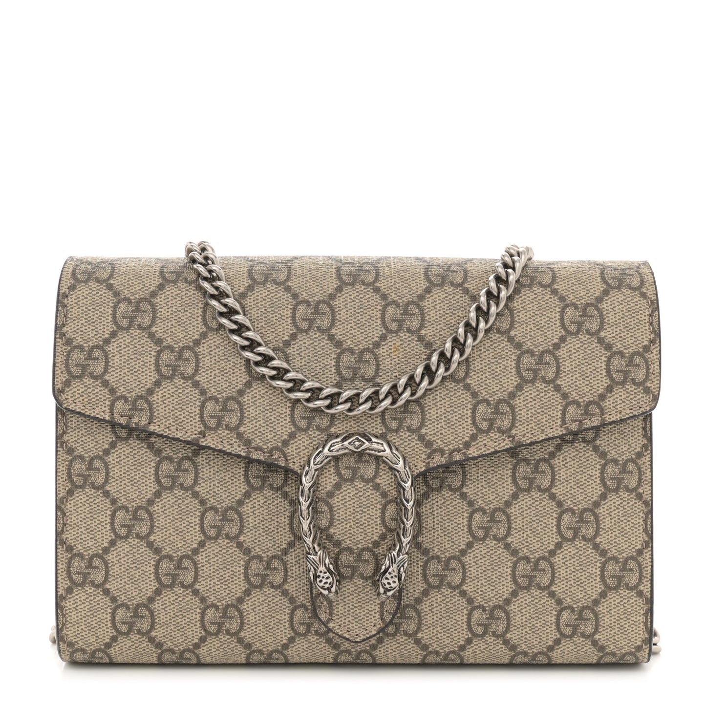 GG Supreme Monogram Mini Dionysus Chain Wallet Beige Taupe