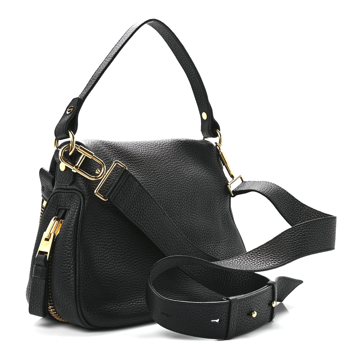 Grained Calfskin Medium Jennifer Crossbody Bag Black