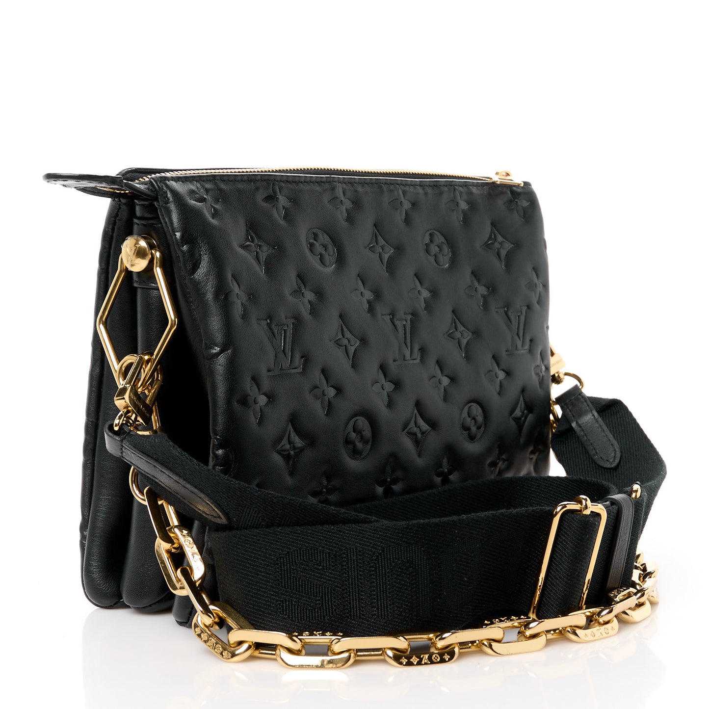 Lambskin Embossed Monogram Coussin PM Black