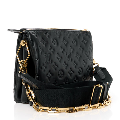 Louis Vuitton Lambskin Embossed Monogram Coussin PM Black 3 of 12