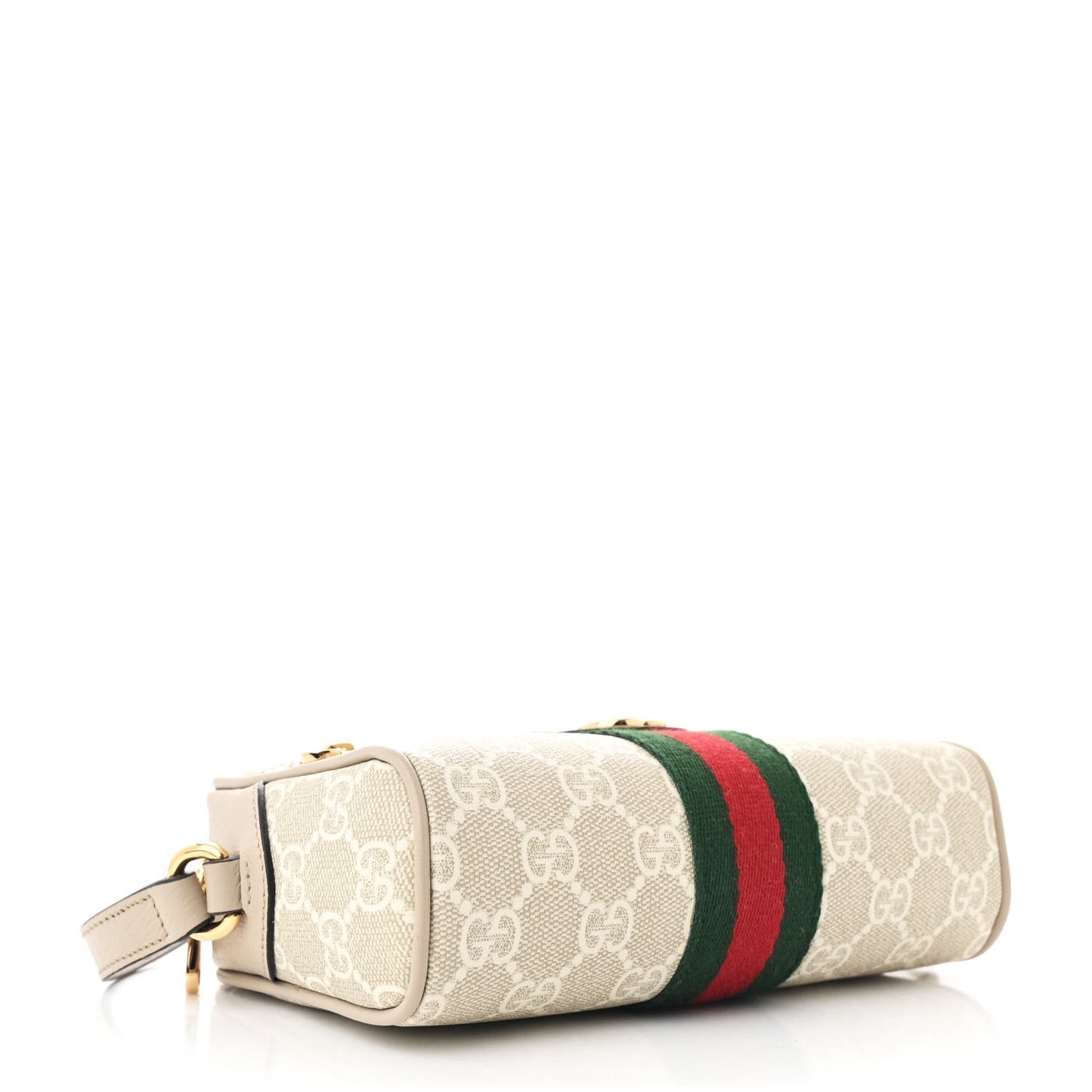 GG Supreme Monogram Textured Dollar Calfskin Mini Ophidia Shoulder Bag Beige Mystic White Oatmeal