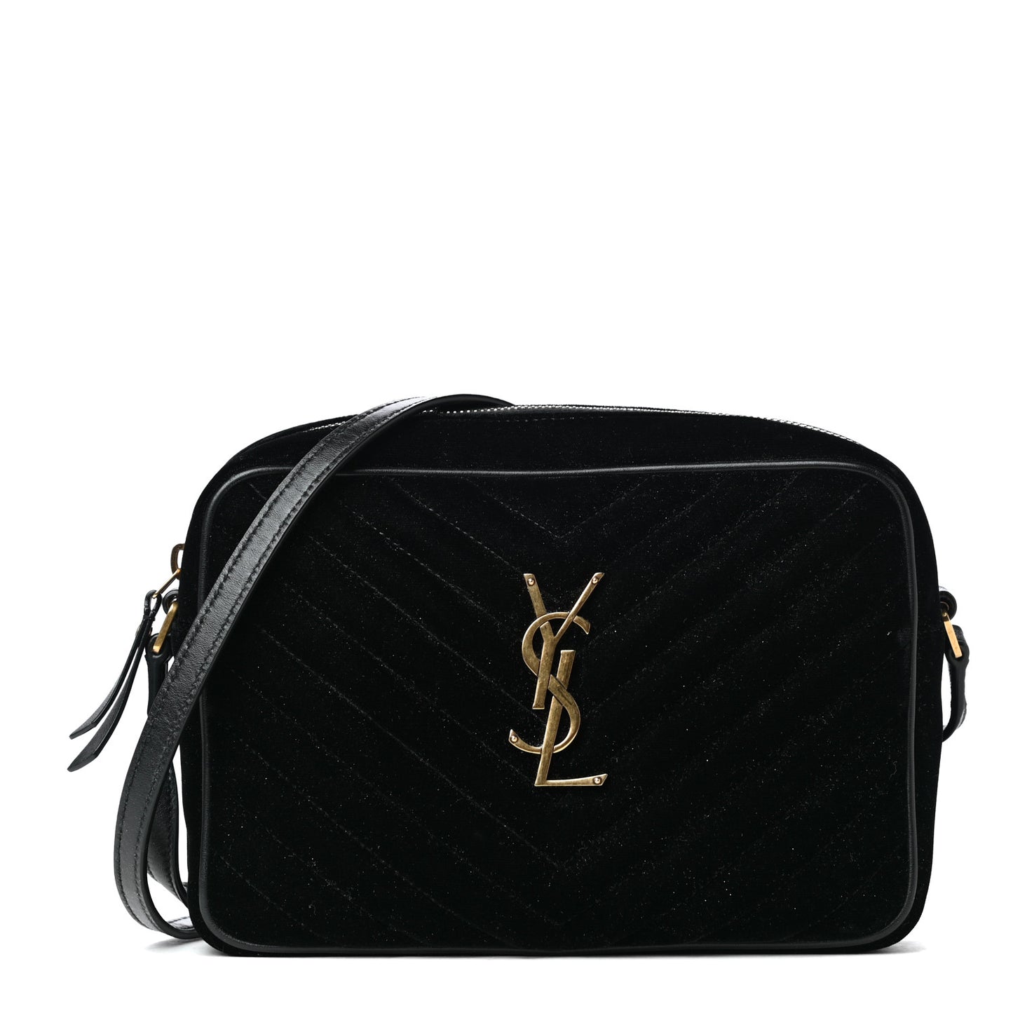 Velvet Matelasse Monogram Lou Camera Bag Black